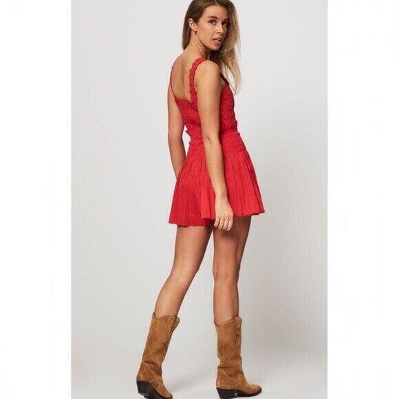 Sea NWT Camila Crochet Pleating Romper Red Size 8 - Picture 6 of 12